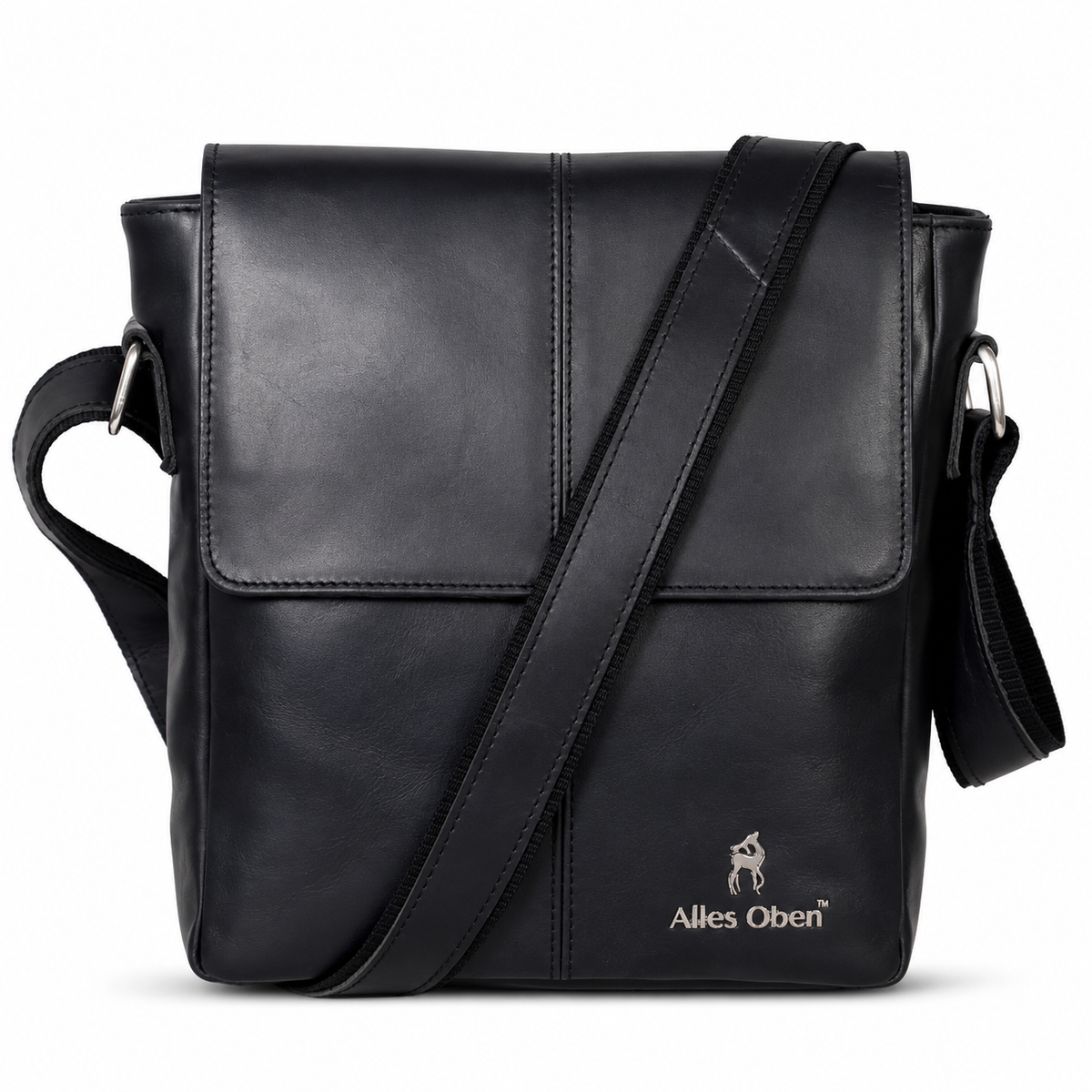Classic Urban Leather Crossbody Sling Bag – Black