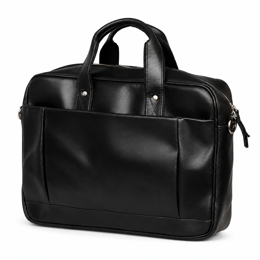 Premium Genuine Leather Laptop Bag for Men – Black