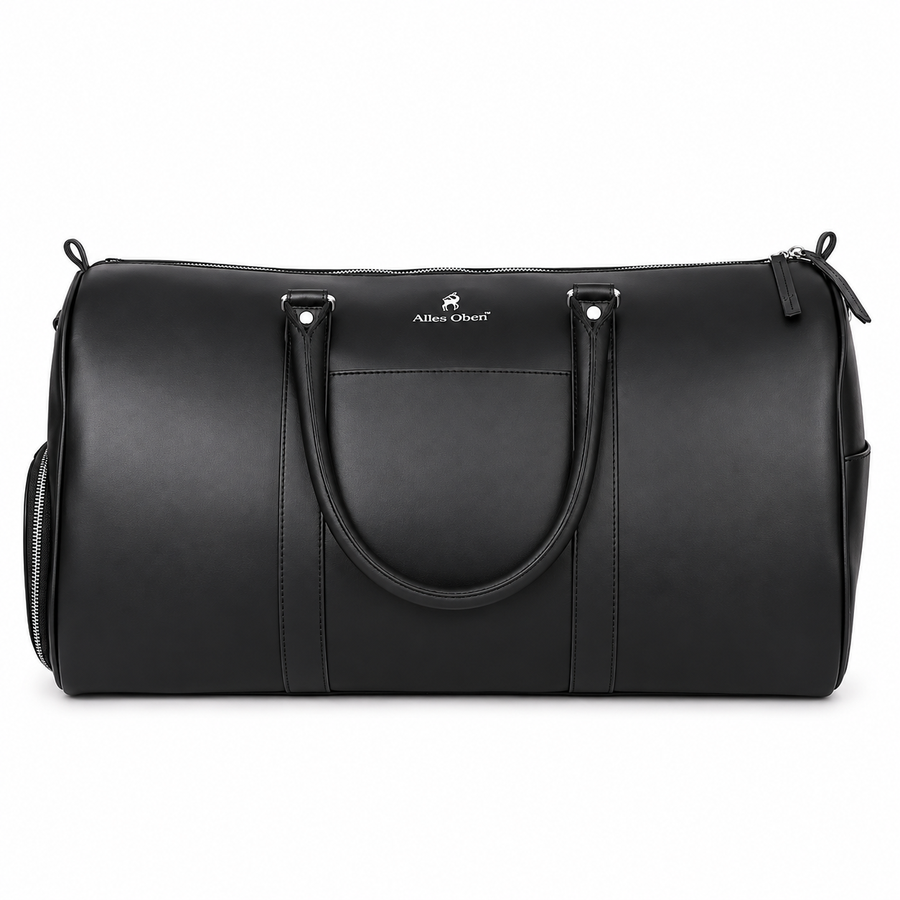 Elite Expedition Leather Duffle Bag – Midnight Black