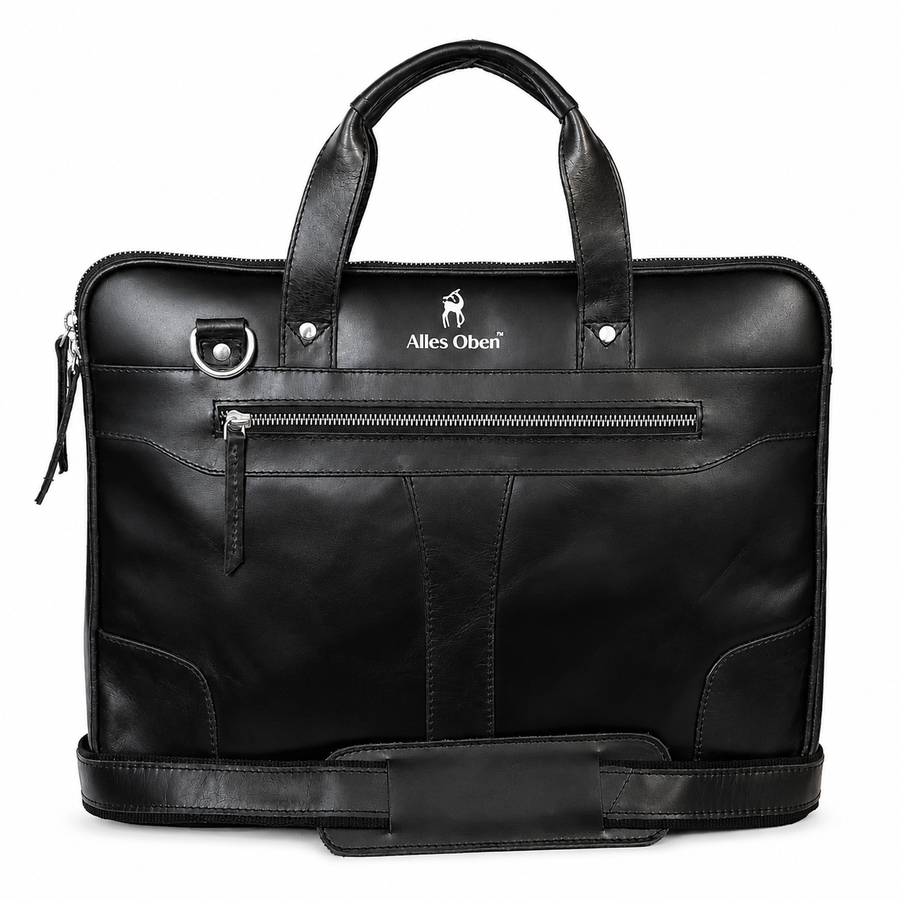 Heritage Genuine Leather Laptop Briefcase – Black