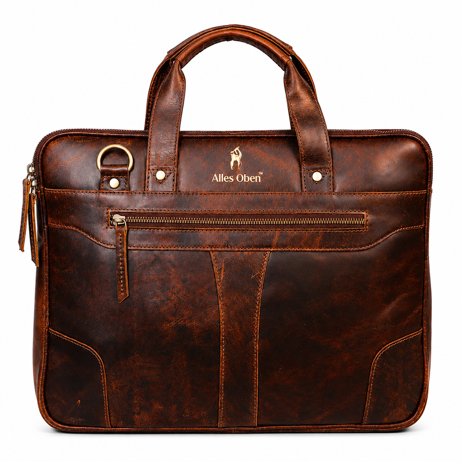 Executive Genuine Leather Laptop Briefcase – Vintage Brown