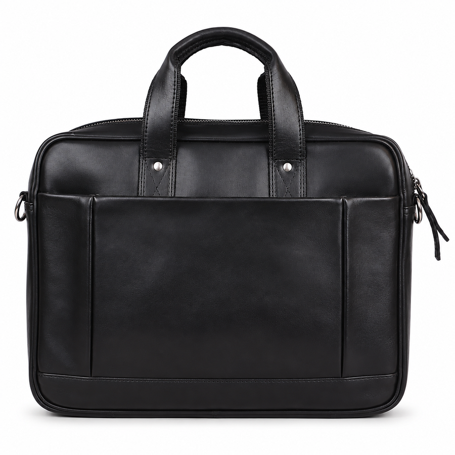 Classic Genuine Leather Laptop Bag for Men – Black